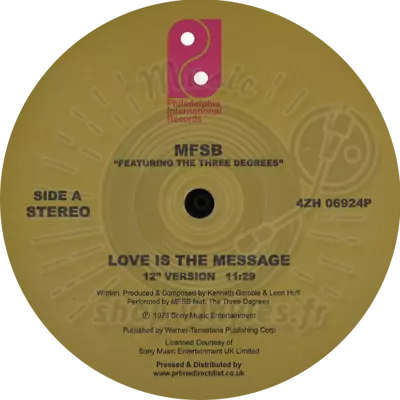 Mfsb & The Three Degrees-Love Is The Message (12 Inch Version) / Tsop  (12 Inch Version)