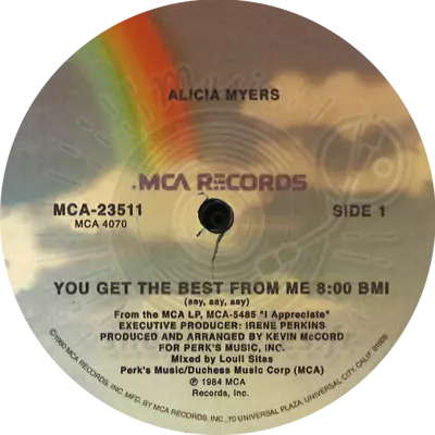Alicia Myers-You Get The Best From Me / I Want To Thank You